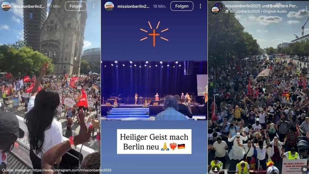 Bilder vom Jesus-Marsch und der Missionsveranstaltung Mission-Berlin (Quelle: Instagram)